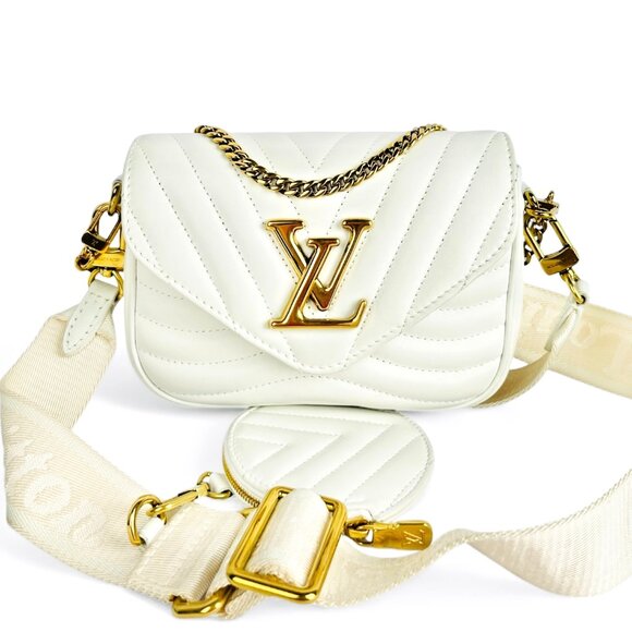 LOUIS VUITTON Calfskin New Wave Multi Pochette Snow Shoulder Crossbody Chain LV - Picture 1 of 16